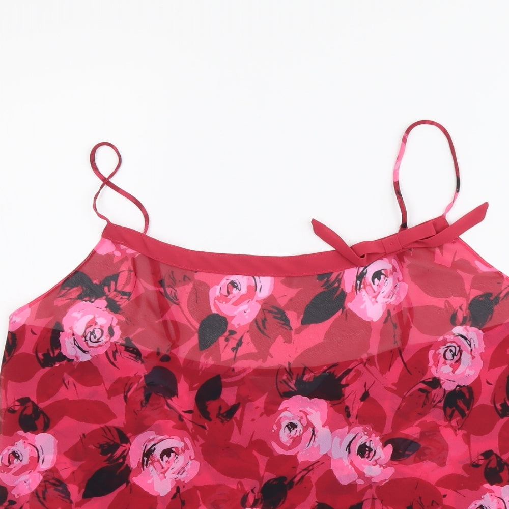 Debenhams Womens Pink Floral Polyester Camisole Tank Size 14 Round Neck