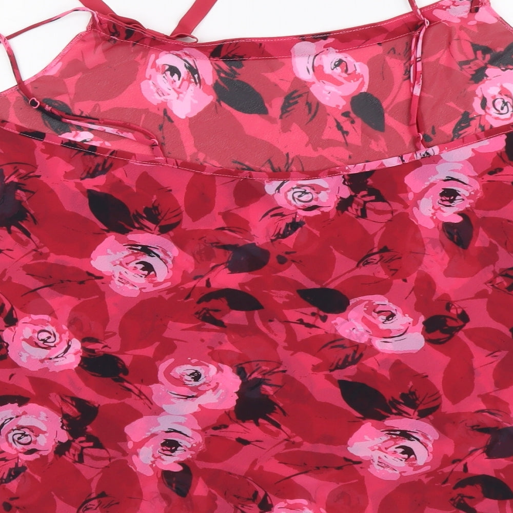 Debenhams Womens Pink Floral Polyester Camisole Tank Size 14 Round Neck