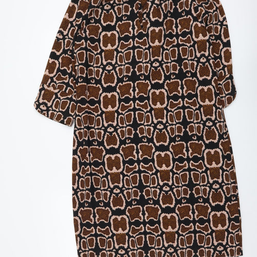 Marks and Spencer Womens Multicoloured Animal Print Polyester A-Line Size 12 V-Neck Pullover - Snake Pattern