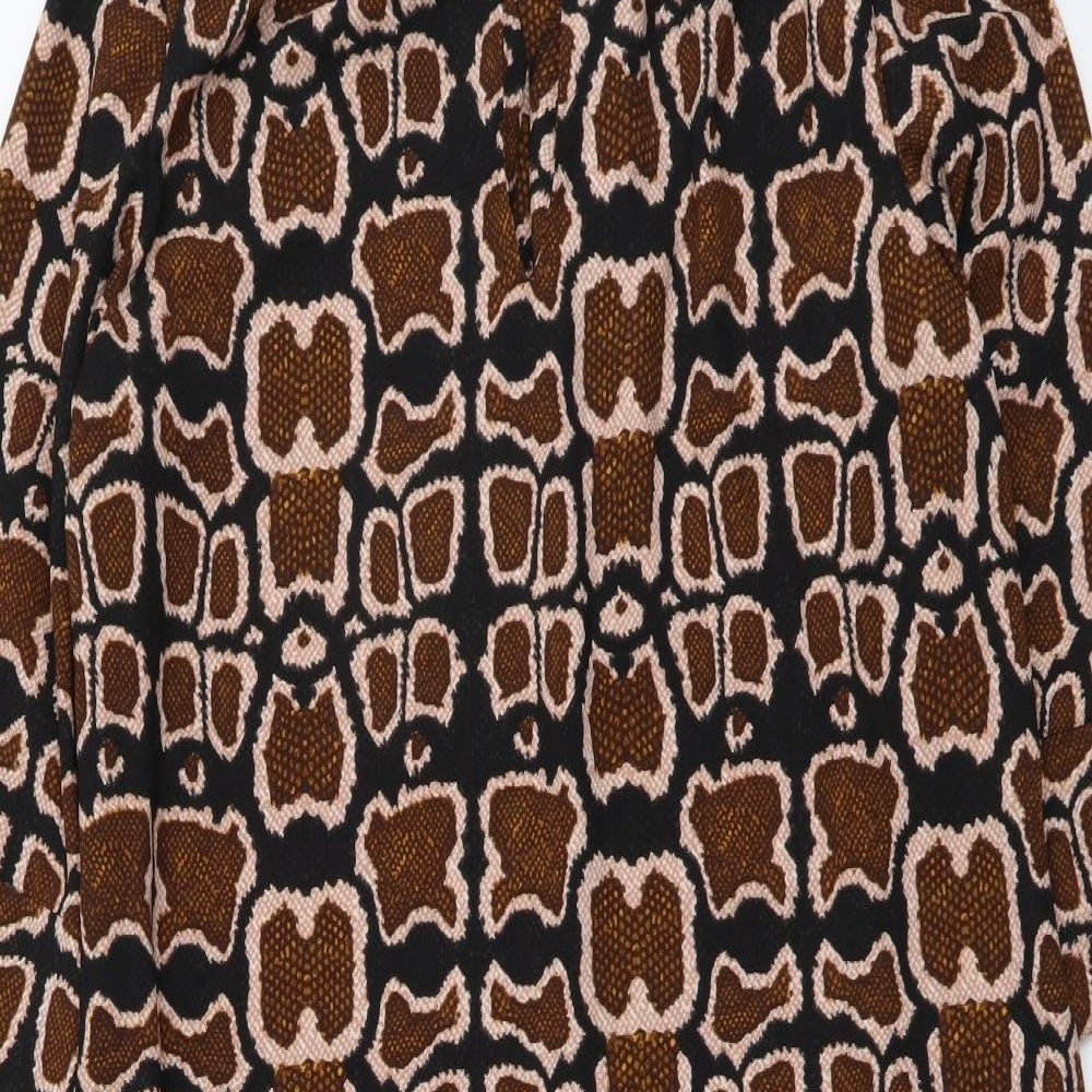 Marks and Spencer Womens Multicoloured Animal Print Polyester A-Line Size 12 V-Neck Pullover - Snake Pattern