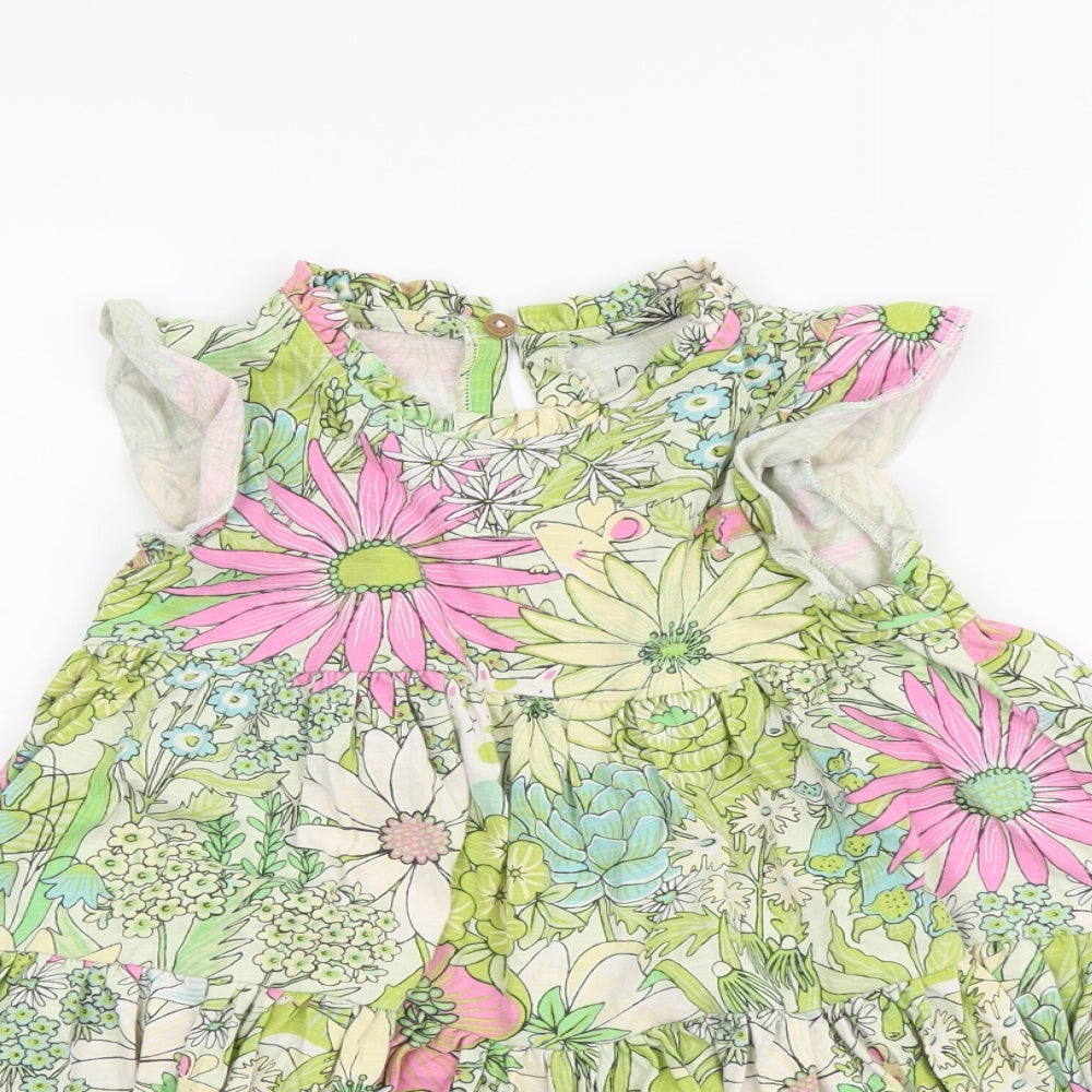 NEXT Girls Multicoloured Floral Cotton A-Line Size 2-3 Years Round Neck Pullover