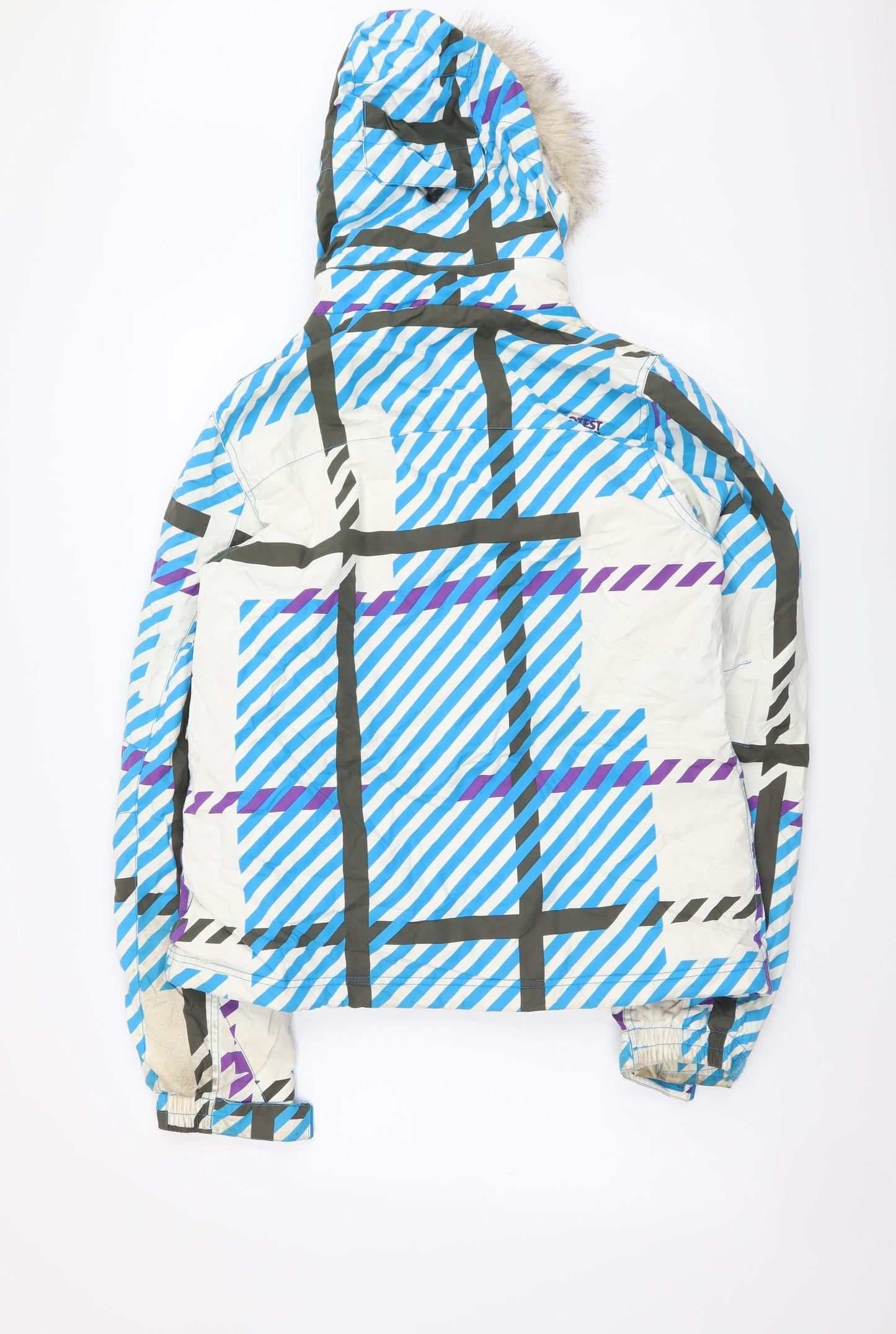 Protest Womens Multicoloured Geometric Rain Coat Coat Size S Zip