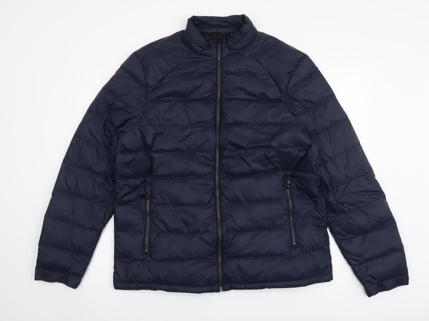 Marks and Spencer Mens Blue Bomber Jacket Coatigan Size L Zip
