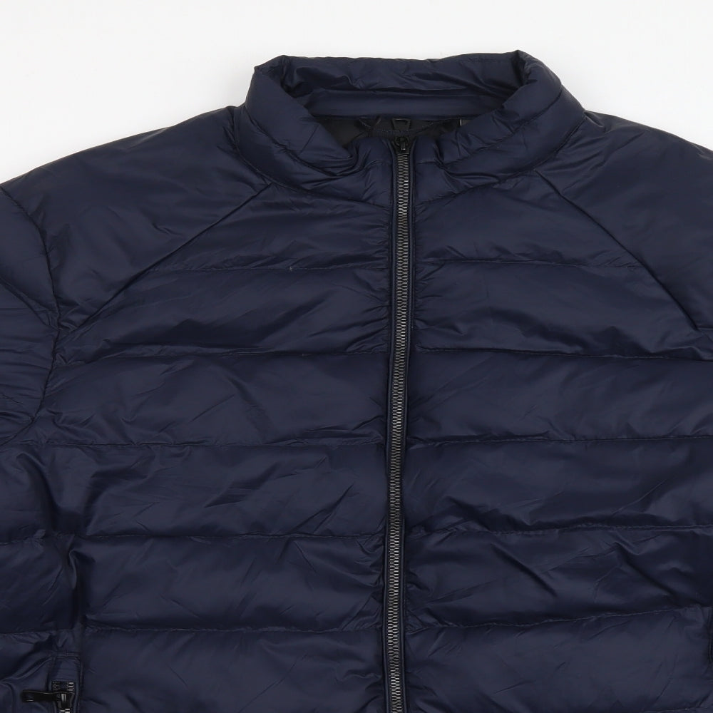 Marks and Spencer Mens Blue Bomber Jacket Coatigan Size L Zip