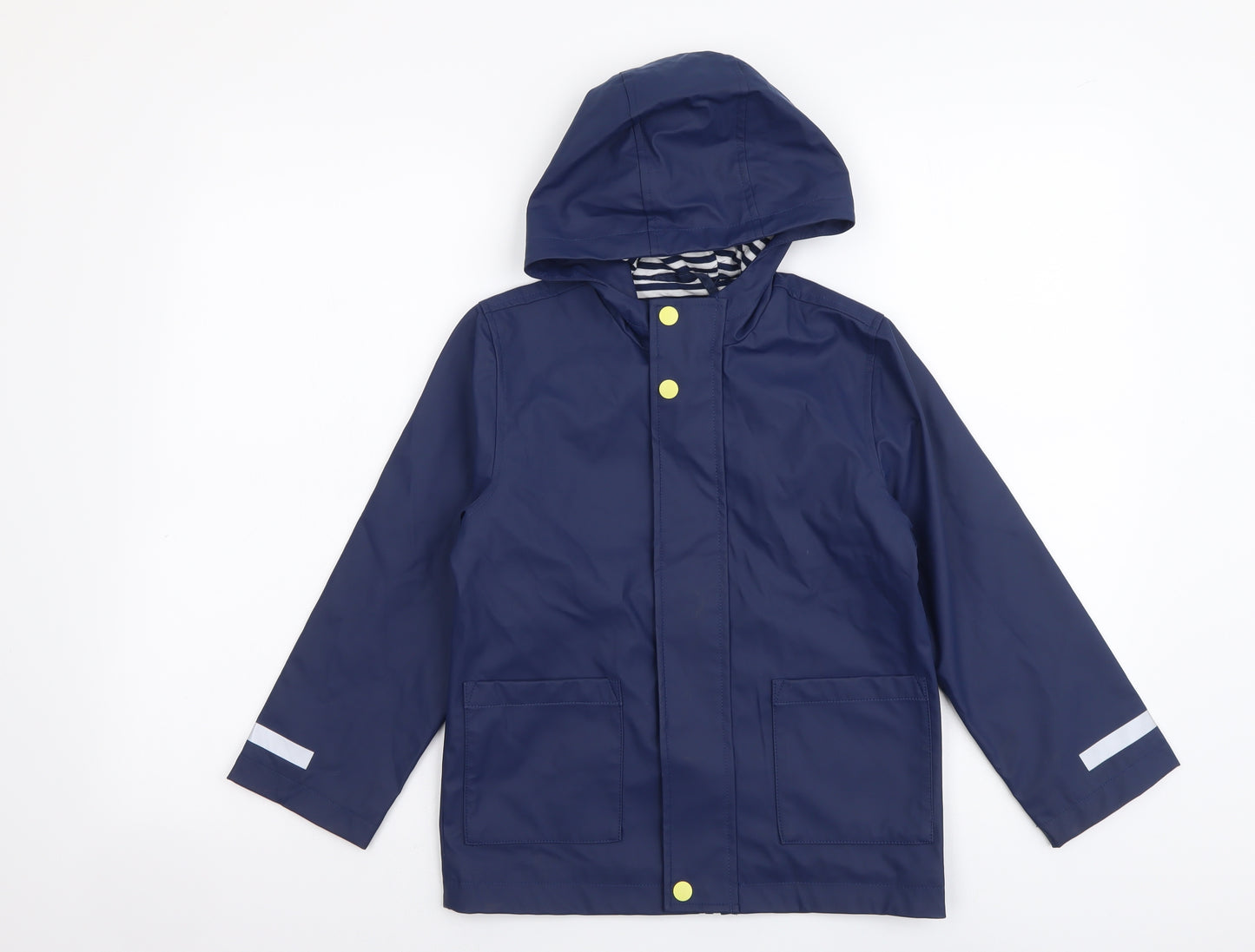 Marks and Spencer Boys Blue Rain Coat Coat Size 6-7 Years Button