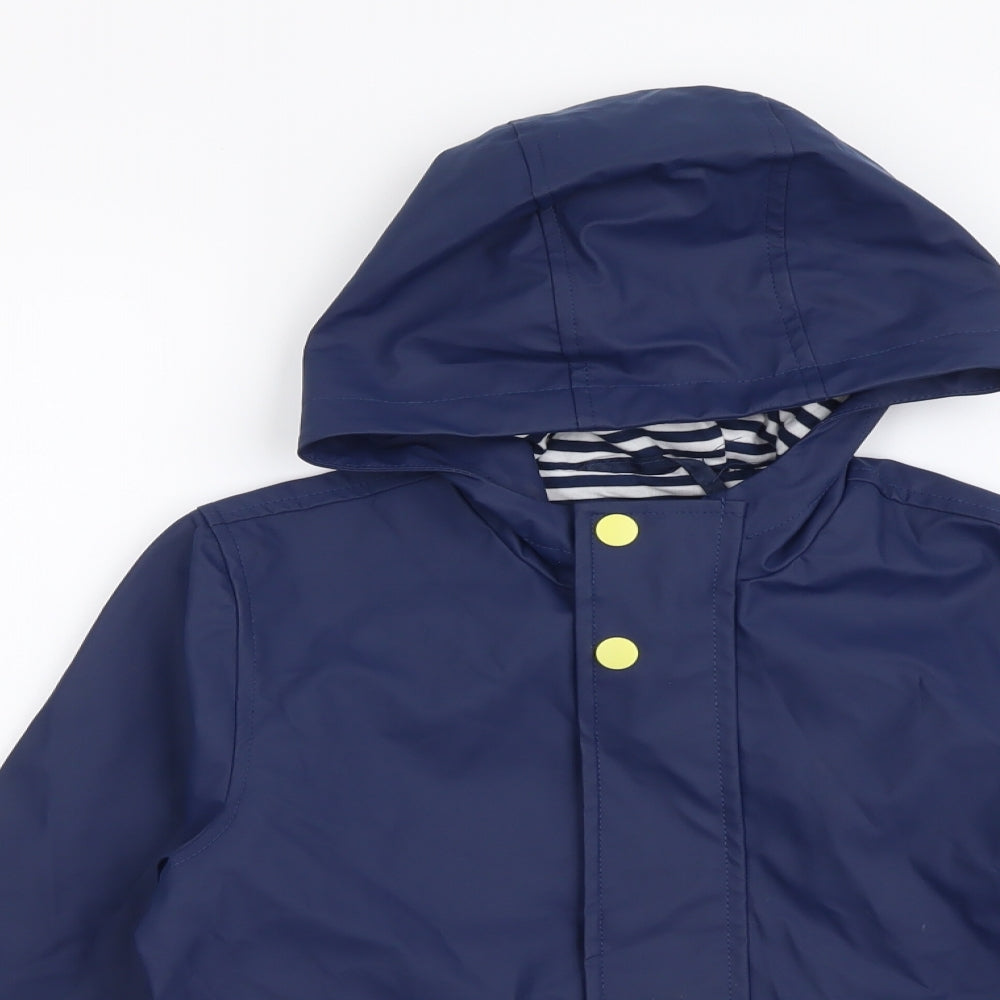 Marks and Spencer Boys Blue Rain Coat Coat Size 6-7 Years Button