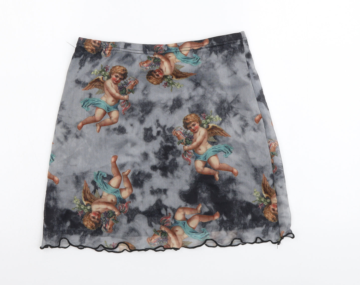 SheIn Womens Grey Geometric Polyester Mini Skirt Size S - Cherub Print