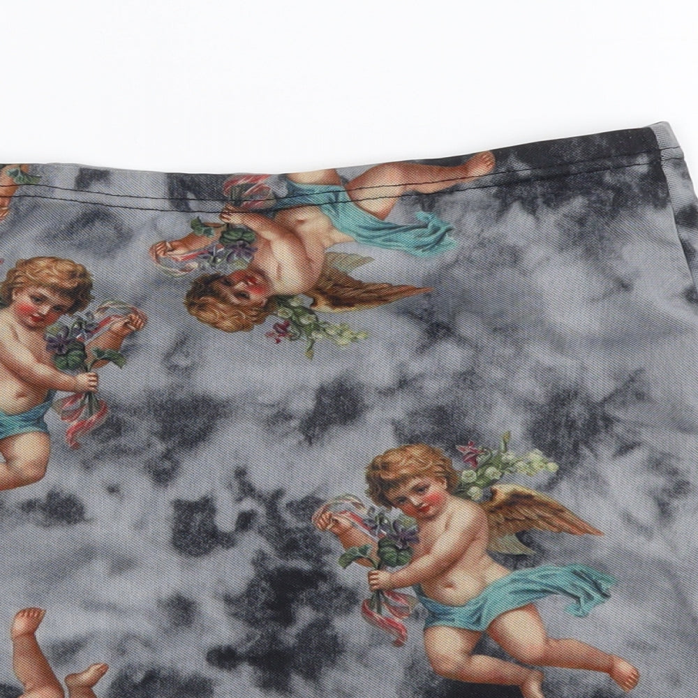 SheIn Womens Grey Geometric Polyester Mini Skirt Size S - Cherub Print
