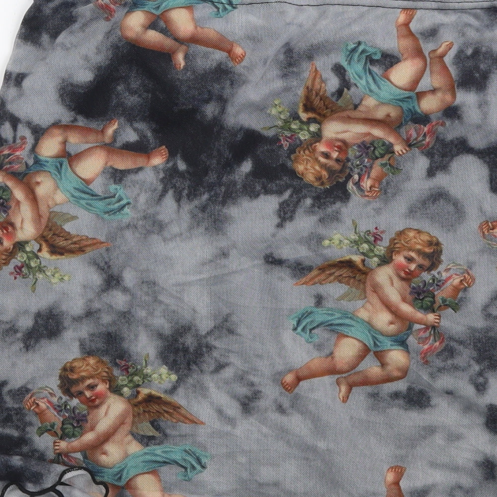 SheIn Womens Grey Geometric Polyester Mini Skirt Size S - Cherub Print