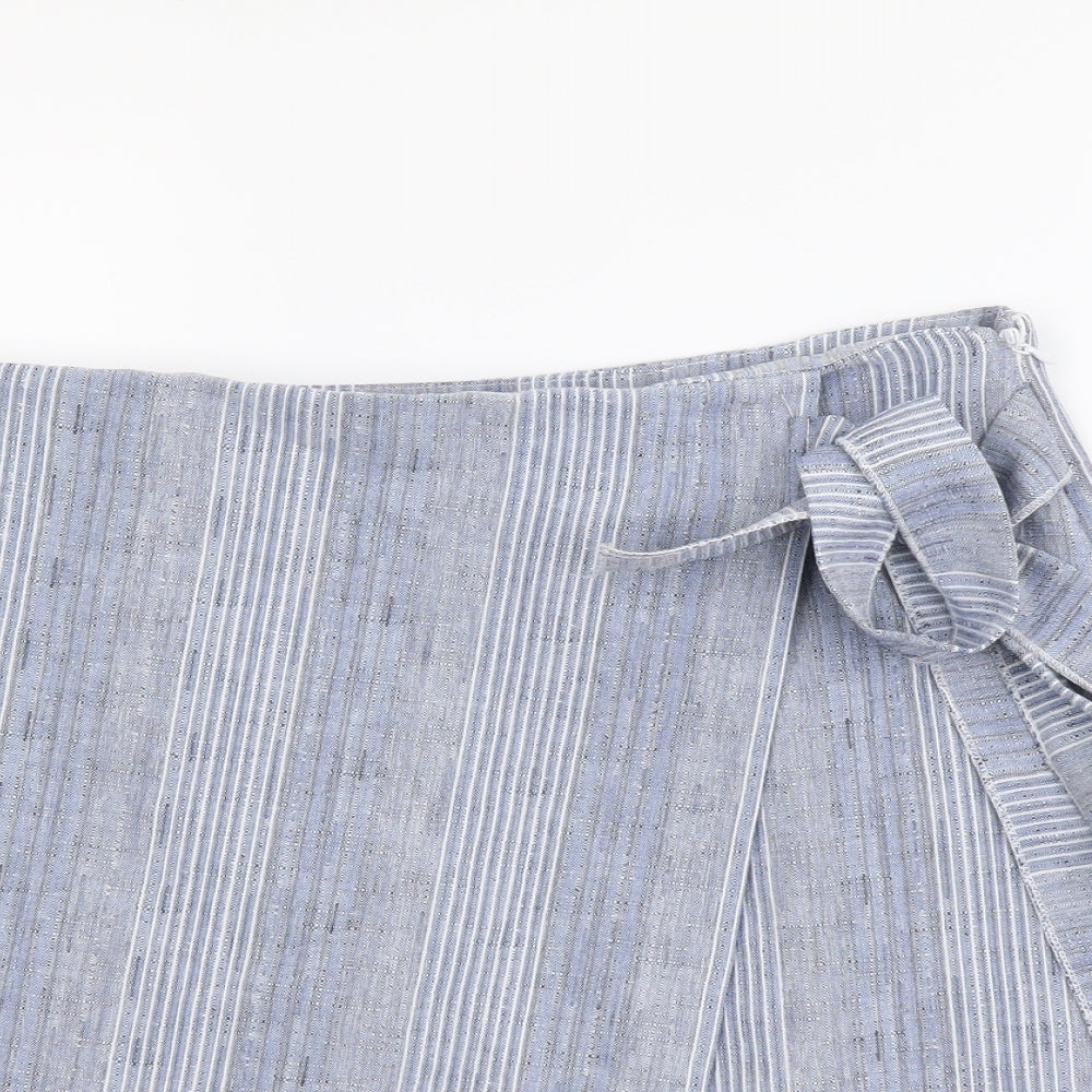 Nasty Gal Womens Blue Striped Polyester Mini Skirt Size 10 Zip