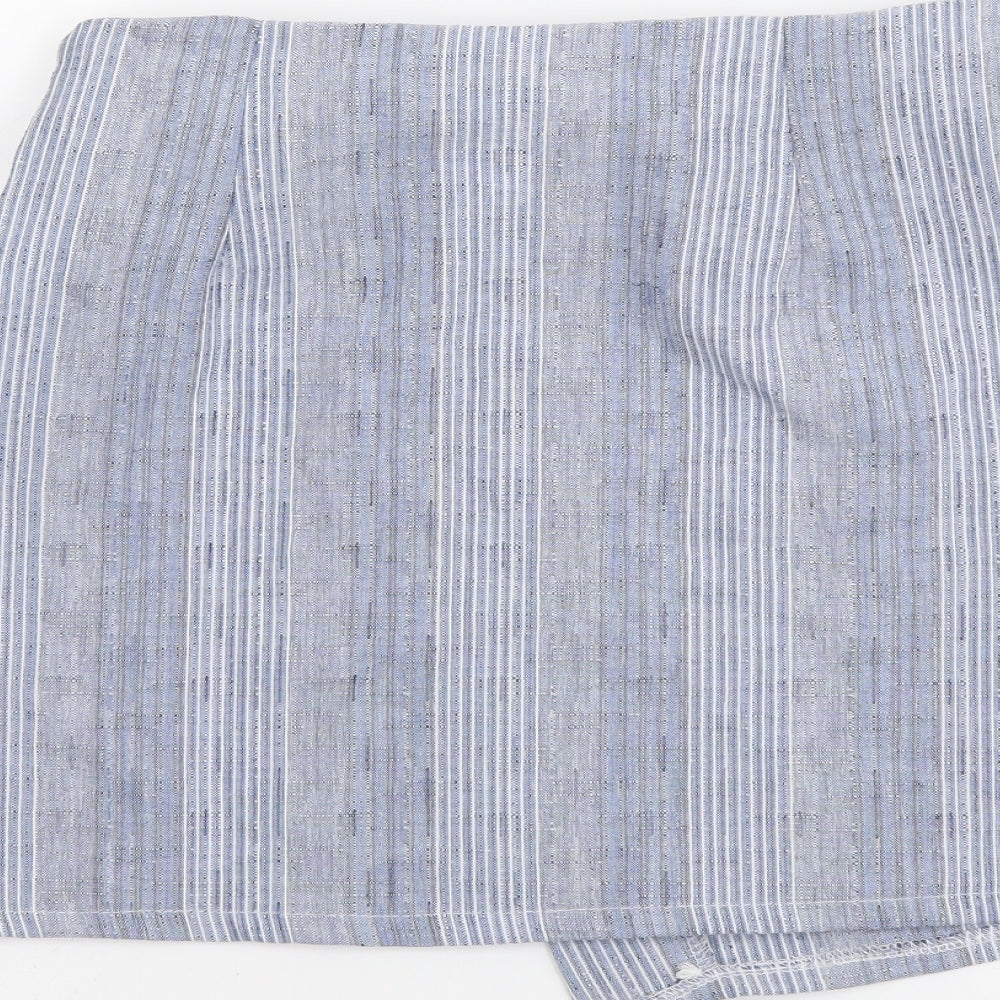 Nasty Gal Womens Blue Striped Polyester Mini Skirt Size 10 Zip