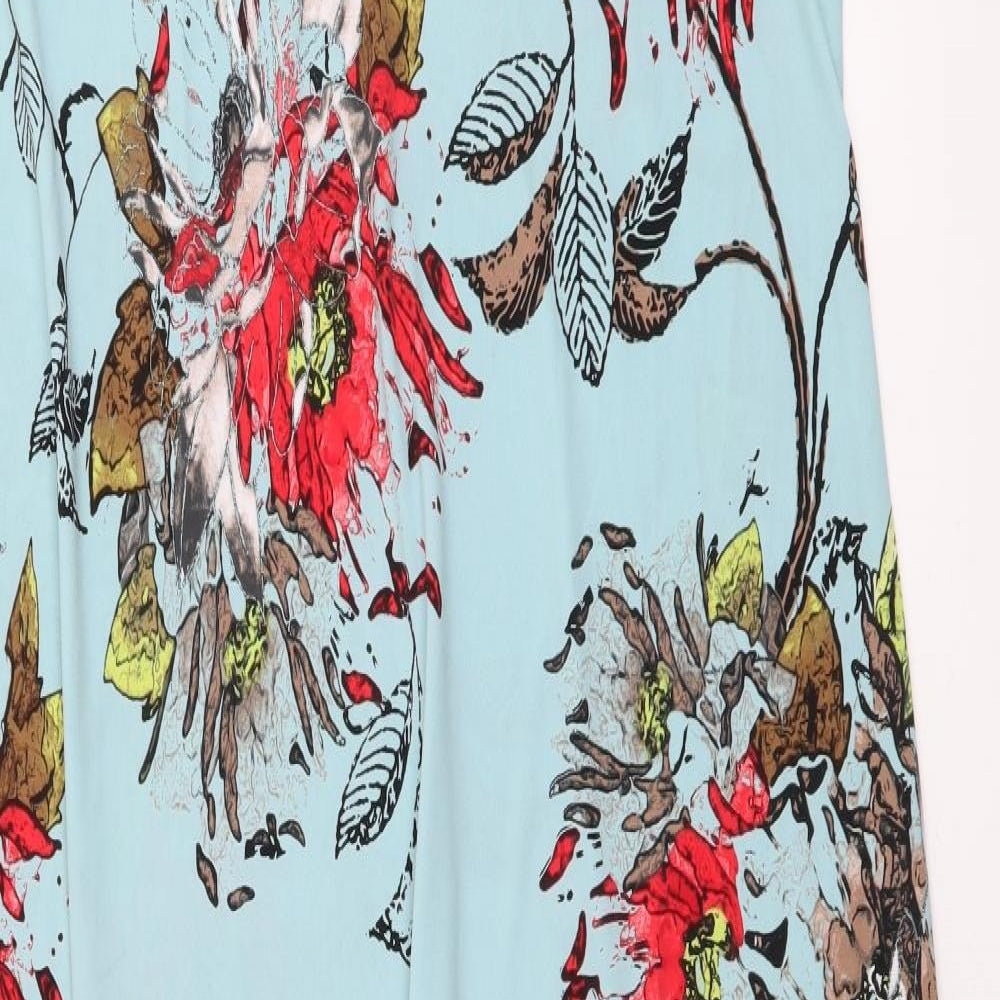 Kim&Co Womens Blue Floral Polyester Maxi Size L Scoop Neck Pullover