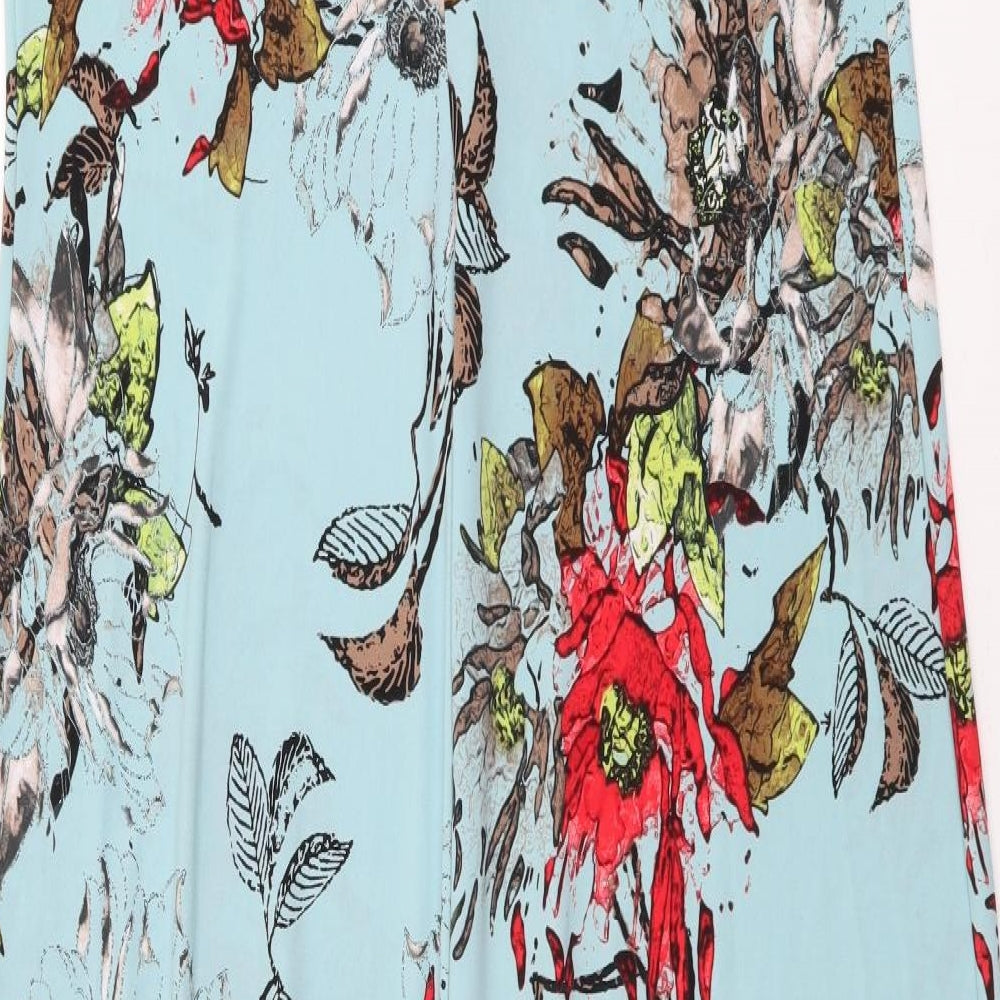 Kim&Co Womens Blue Floral Polyester Maxi Size L Scoop Neck Pullover