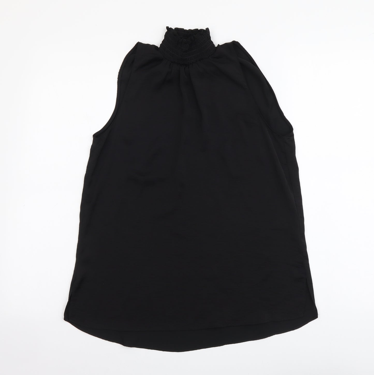 River Island Womens Black Polyester Basic T-Shirt Size 6 Mock Neck