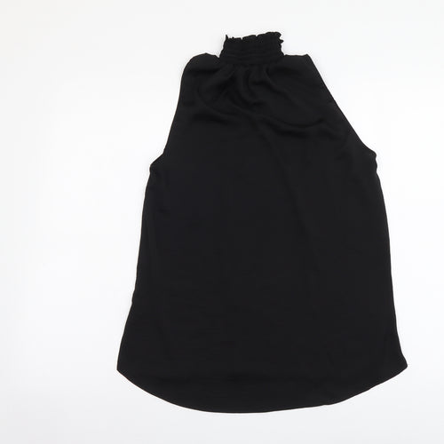 River Island Womens Black Polyester Basic T-Shirt Size 6 Mock Neck