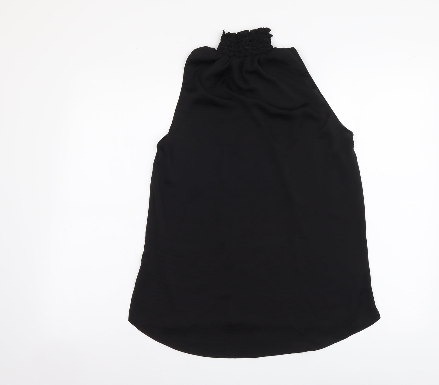 River Island Womens Black Polyester Basic T-Shirt Size 6 Mock Neck