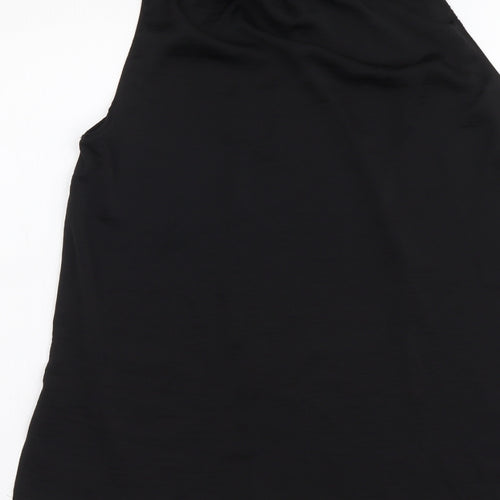 River Island Womens Black Polyester Basic T-Shirt Size 6 Mock Neck