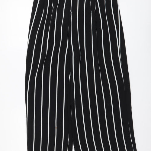 Stradivarius Womens Black Striped Polyester Trousers Size M L20 in Regular