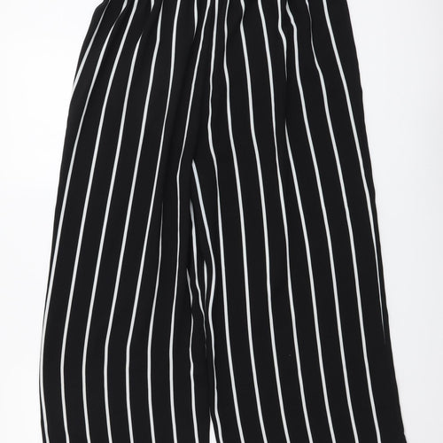 Stradivarius Womens Black Striped Polyester Trousers Size M L20 in Regular