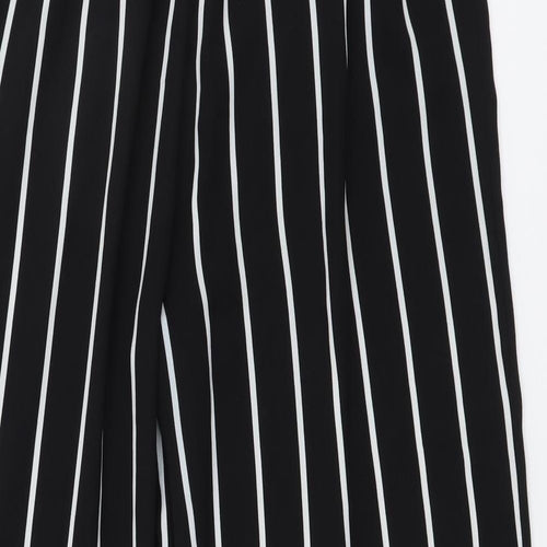 Stradivarius Womens Black Striped Polyester Trousers Size M L20 in Regular