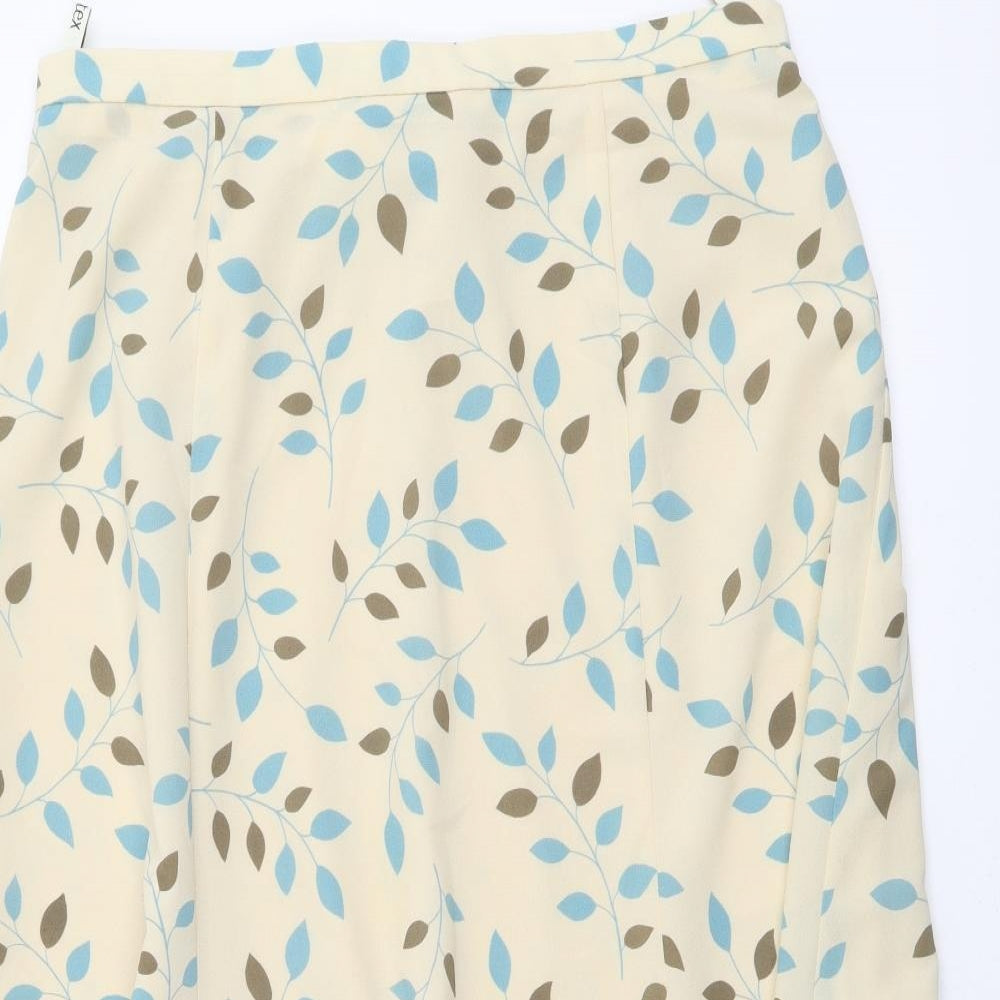 Eastex Womens Beige Floral Polyester A-Line Skirt Size 16 Zip