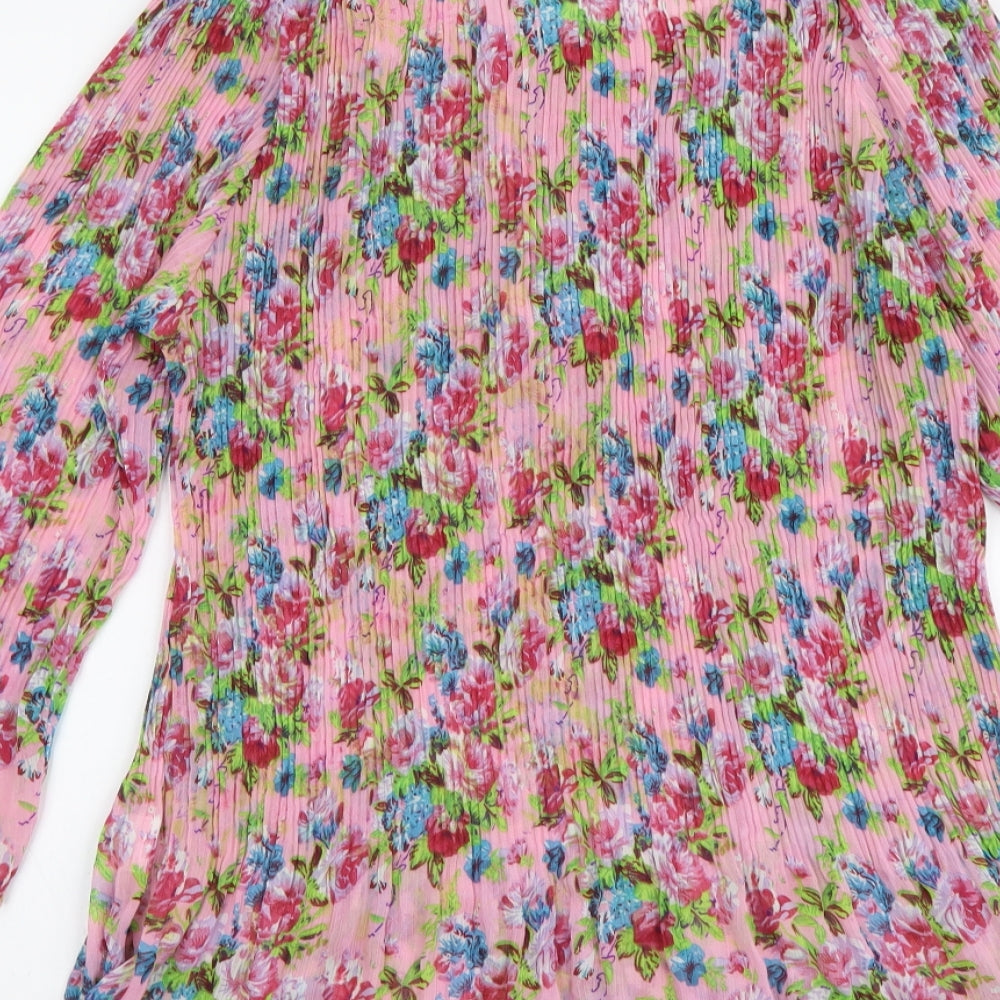Miss Swan Womens Multicoloured Floral Polyester Basic Blouse Size 2XL Boat Neck