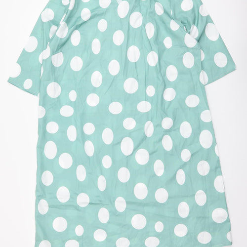 Preworn Womens Green Polka Dot Polyester A-Line Size 2XL V-Neck Pullover