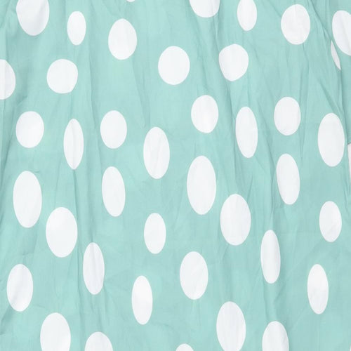 Preworn Womens Green Polka Dot Polyester A-Line Size 2XL V-Neck Pullover