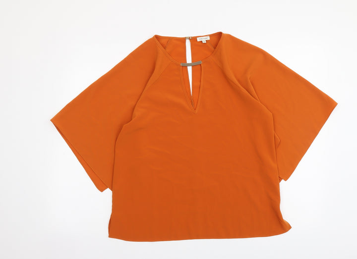 River Island Womens Orange Polyester Basic Blouse Size 8 Round Neck