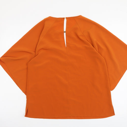 River Island Womens Orange Polyester Basic Blouse Size 8 Round Neck