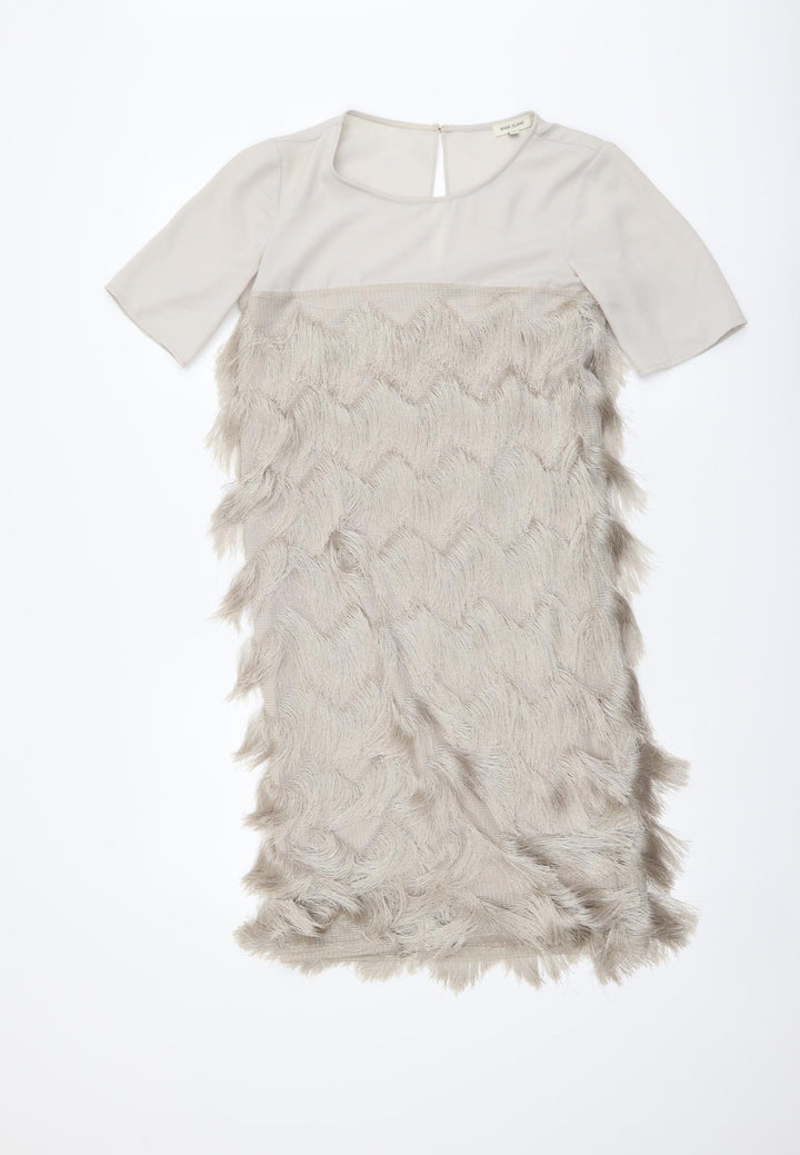 River Island Womens Beige Polyester A-Line Size 6 Round Neck Pullover