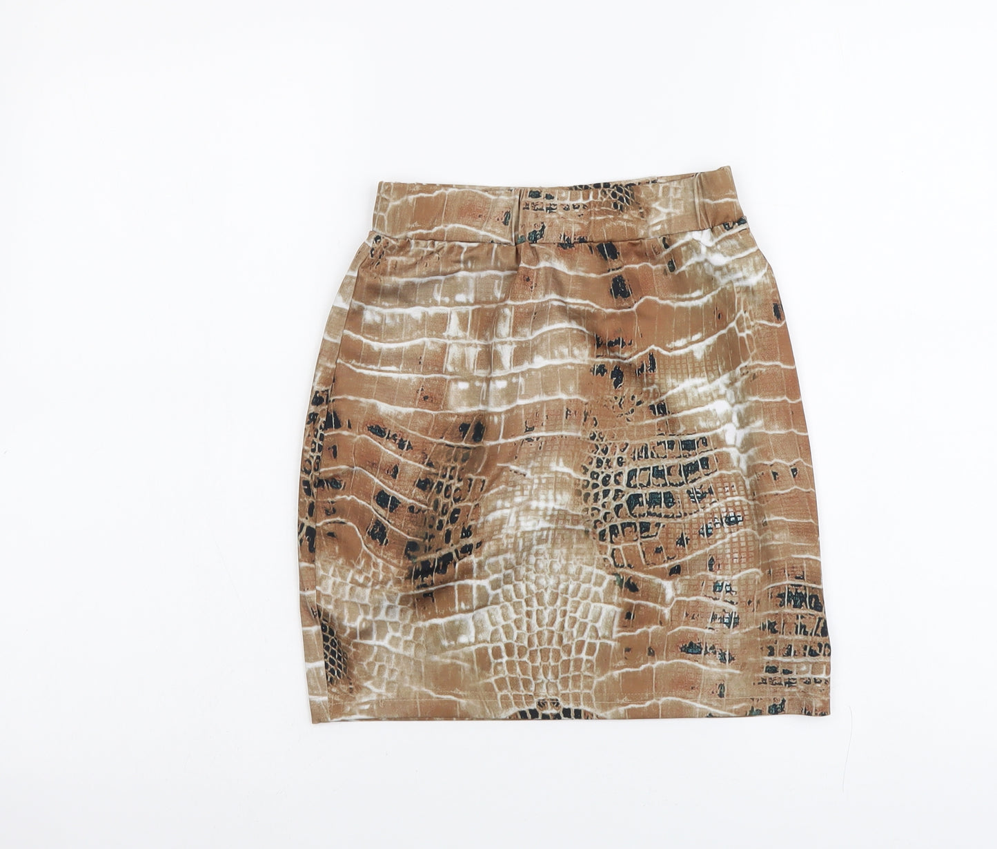SheIn Womens Brown Animal Print Polyester Mini Skirt Size S - Snake Pattern