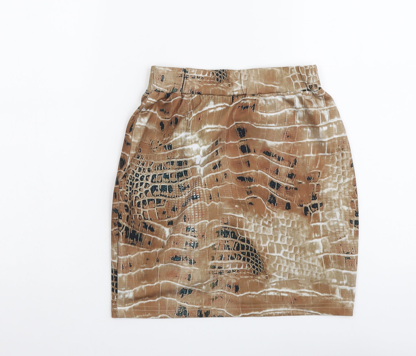 SheIn Womens Brown Animal Print Polyester Mini Skirt Size S - Snake Pattern