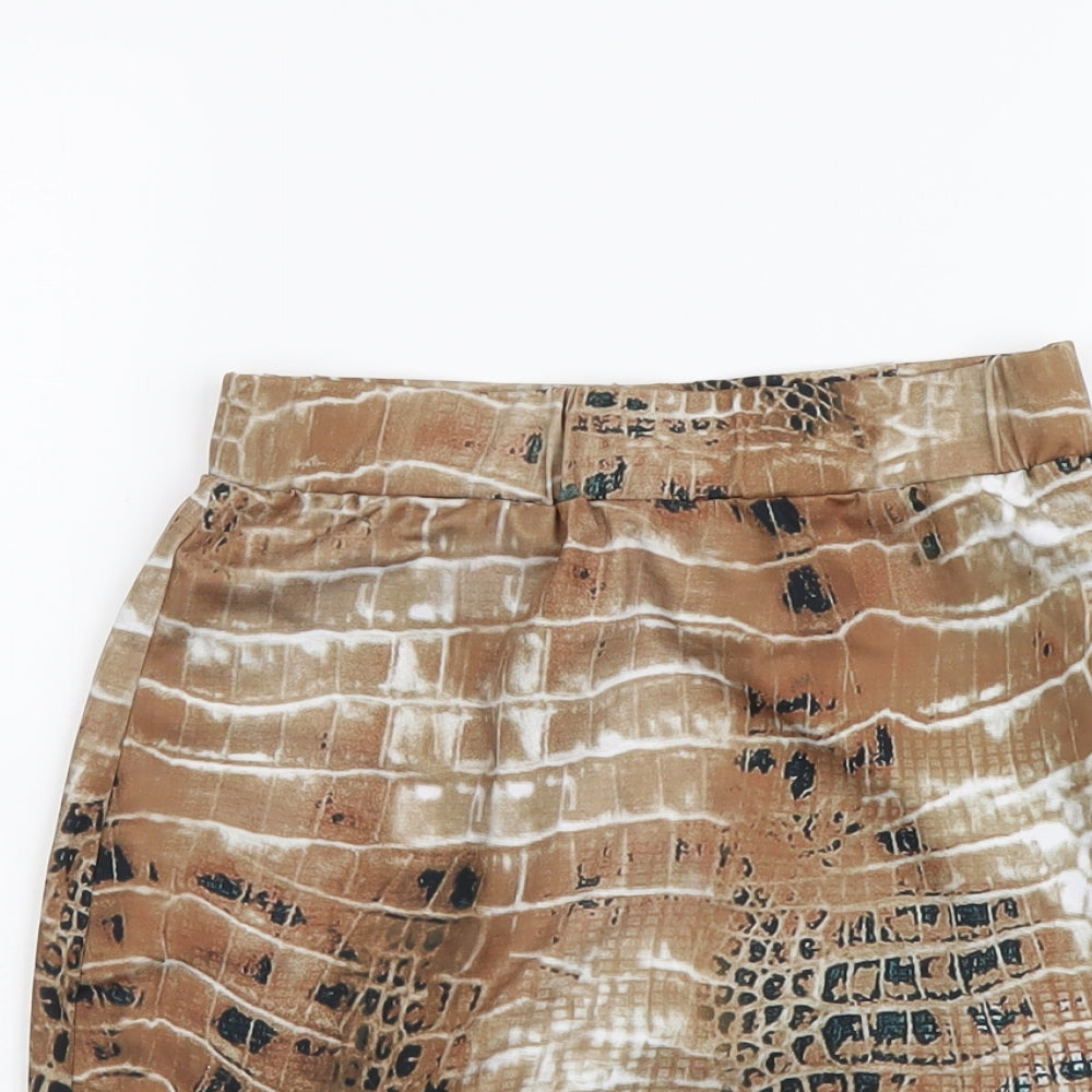 SheIn Womens Brown Animal Print Polyester Mini Skirt Size S - Snake Pattern