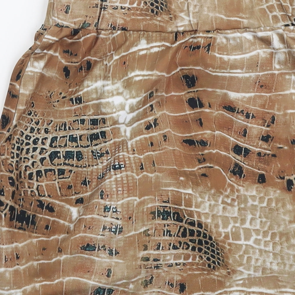 SheIn Womens Brown Animal Print Polyester Mini Skirt Size S - Snake Pattern