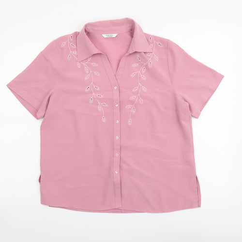 Berkertex Womens Pink Polyester Basic Button-Up Size 14 Collared