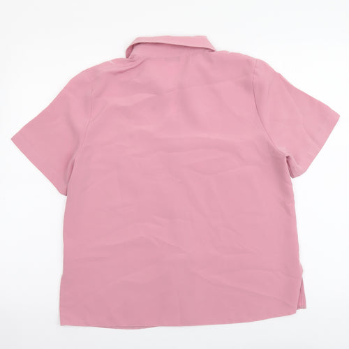 Berkertex Womens Pink Polyester Basic Button-Up Size 14 Collared