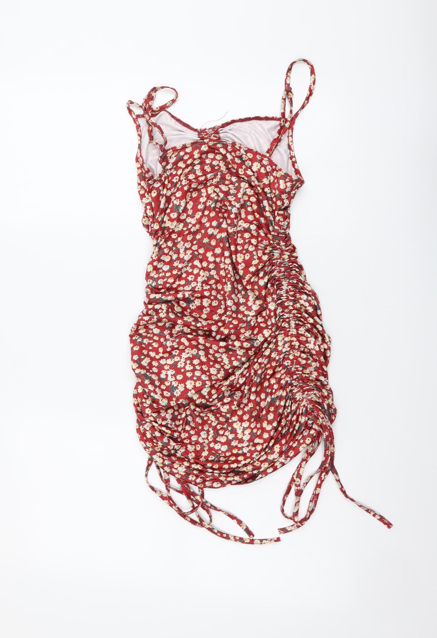 SheIn Womens Red Floral Polyester Mini Size S Sweetheart Pullover