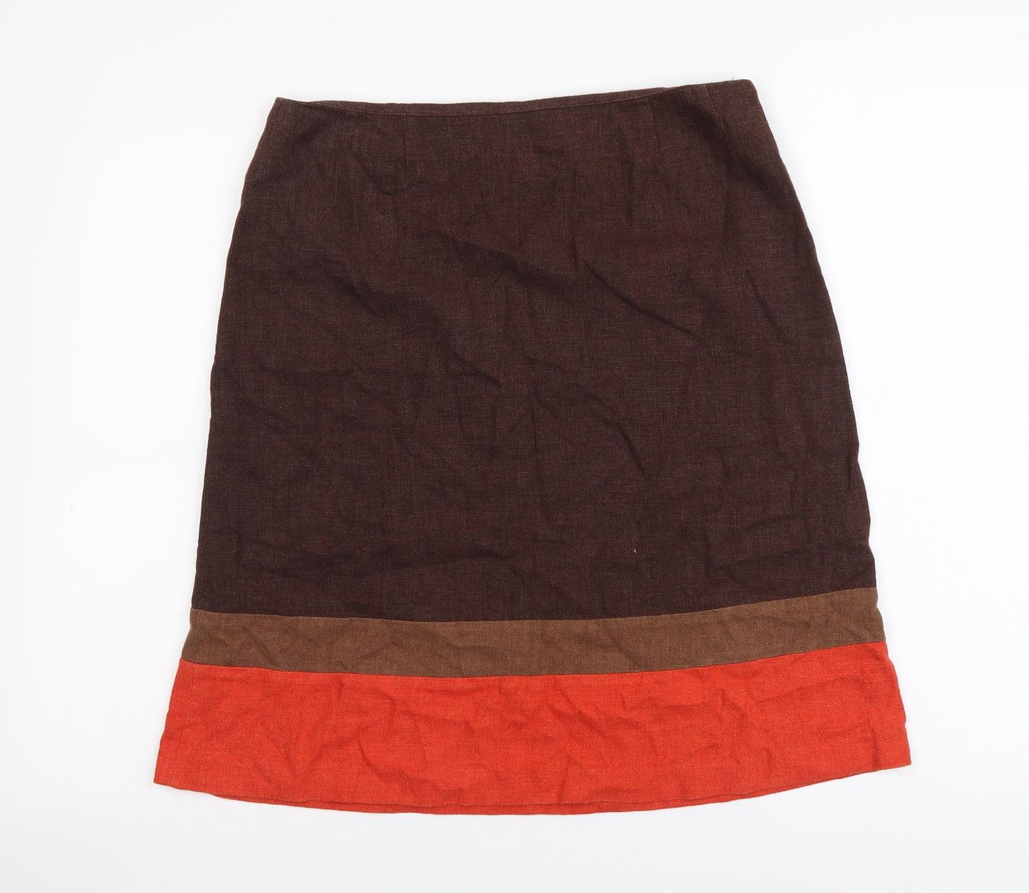 Wallis Womens Brown Viscose A-Line Skirt Size 10 Zip