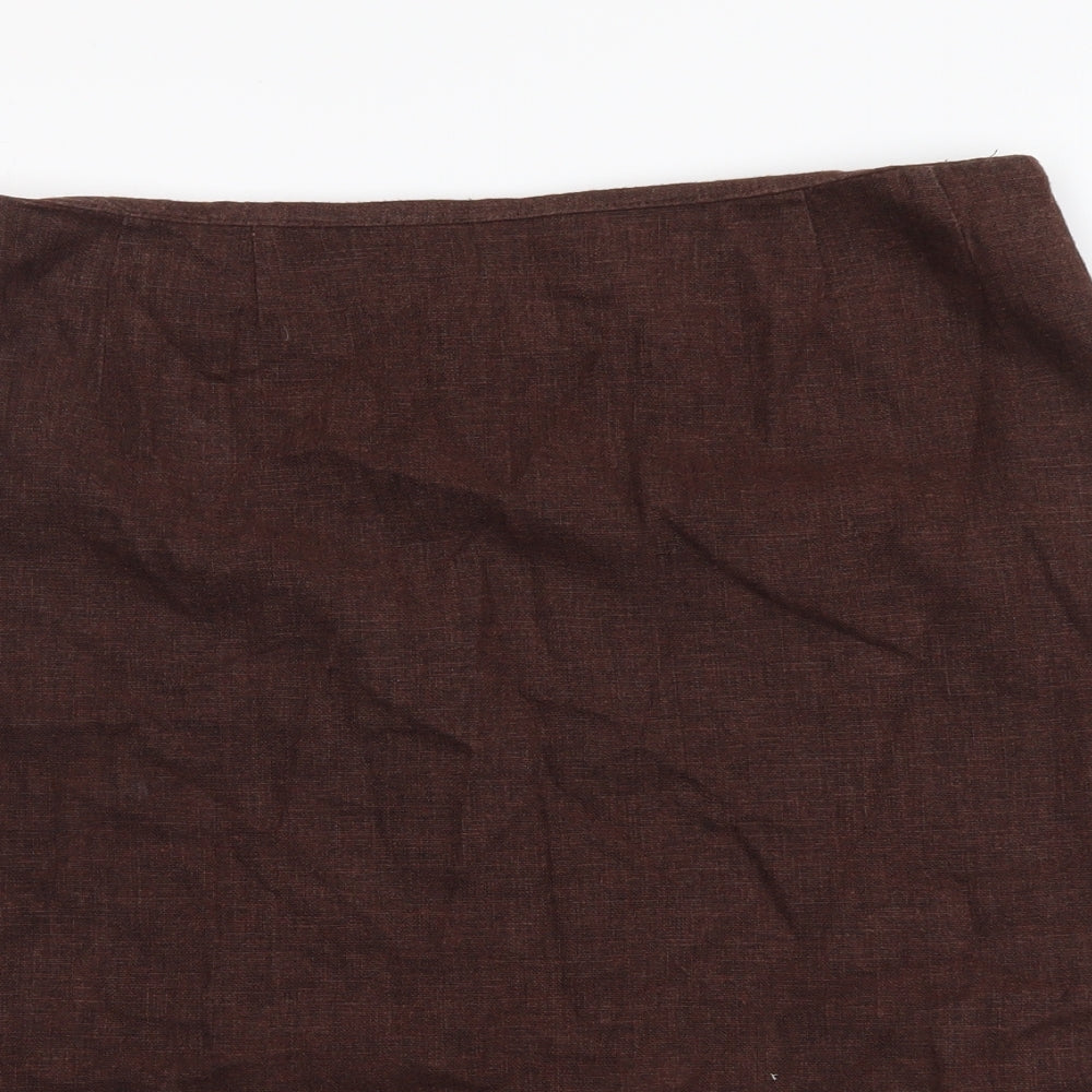 Wallis Womens Brown Viscose A-Line Skirt Size 10 Zip