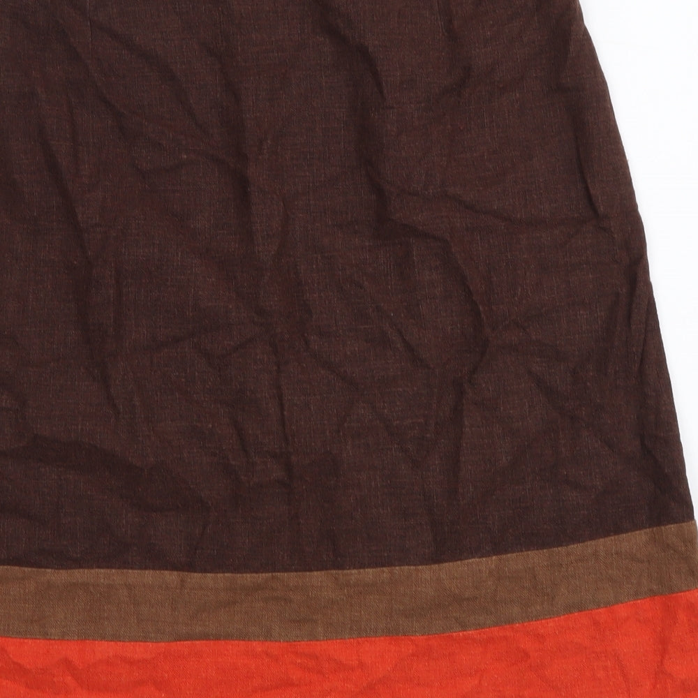 Wallis Womens Brown Viscose A-Line Skirt Size 10 Zip