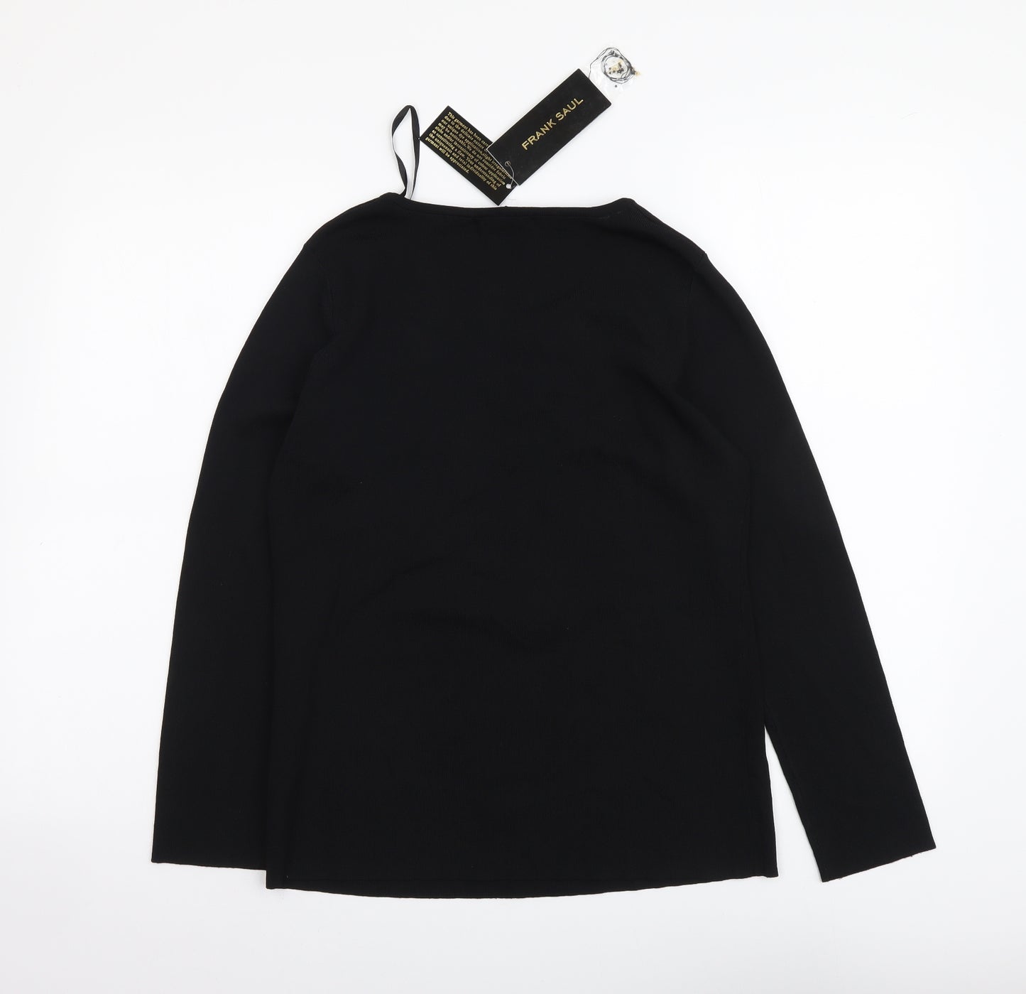Frank Saul Womens Black Round Neck Viscose Pullover Jumper Size S