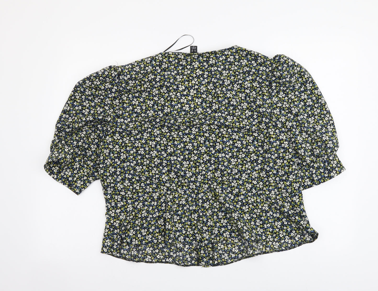 New Look Womens Multicoloured Floral Viscose Cropped Blouse Size 18 V-Neck