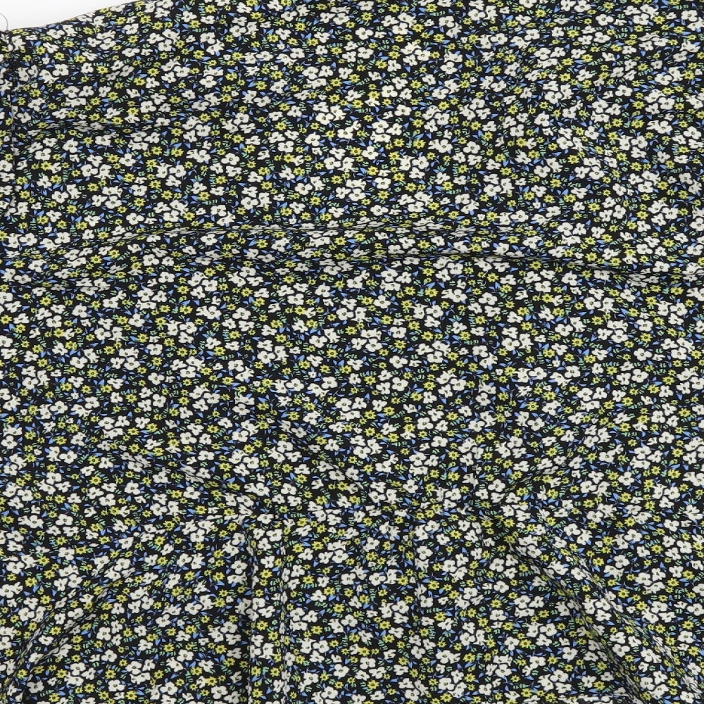 New Look Womens Multicoloured Floral Viscose Cropped Blouse Size 18 V-Neck