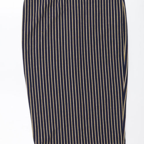 Zara Womens Blue Striped Polyester Bandage Skirt Size S