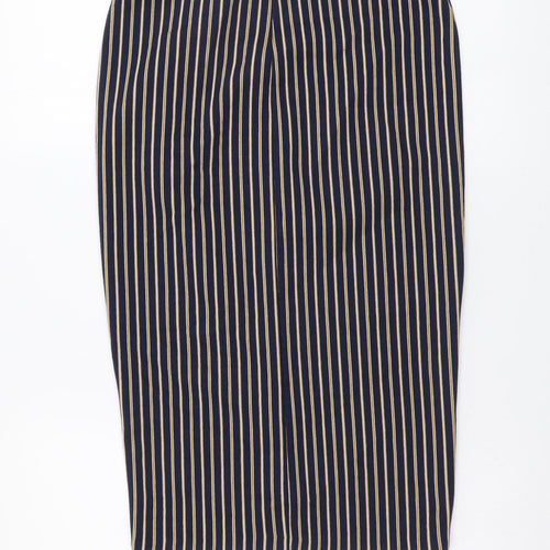 Zara Womens Blue Striped Polyester Bandage Skirt Size S