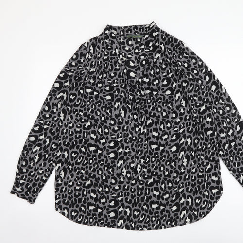 Blooming Marvellous Womens Grey Animal Print Polyester Basic Blouse Size 10 V-Neck - Leopard Pattern