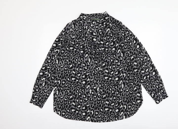 Blooming Marvellous Womens Grey Animal Print Polyester Basic Blouse Size 10 V-Neck - Leopard Pattern