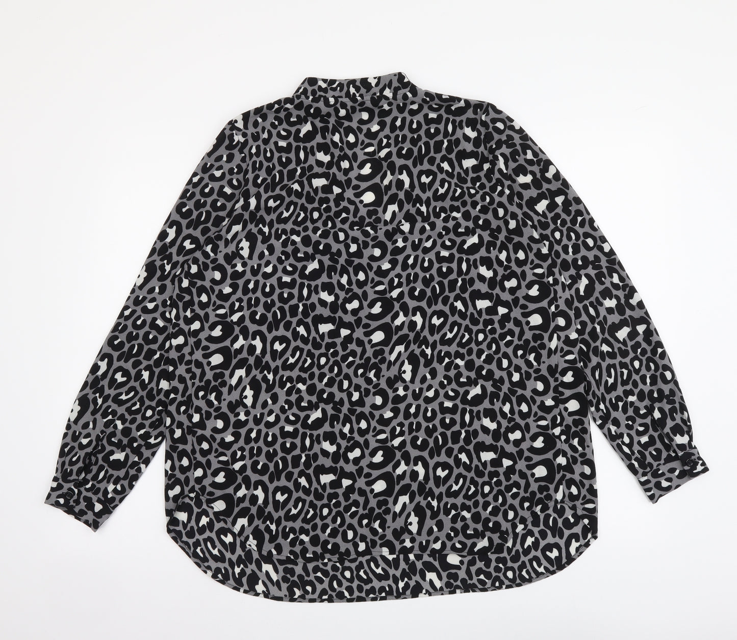 Blooming Marvellous Womens Grey Animal Print Polyester Basic Blouse Size 10 V-Neck - Leopard Pattern