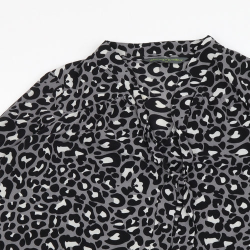 Blooming Marvellous Womens Grey Animal Print Polyester Basic Blouse Size 10 V-Neck - Leopard Pattern